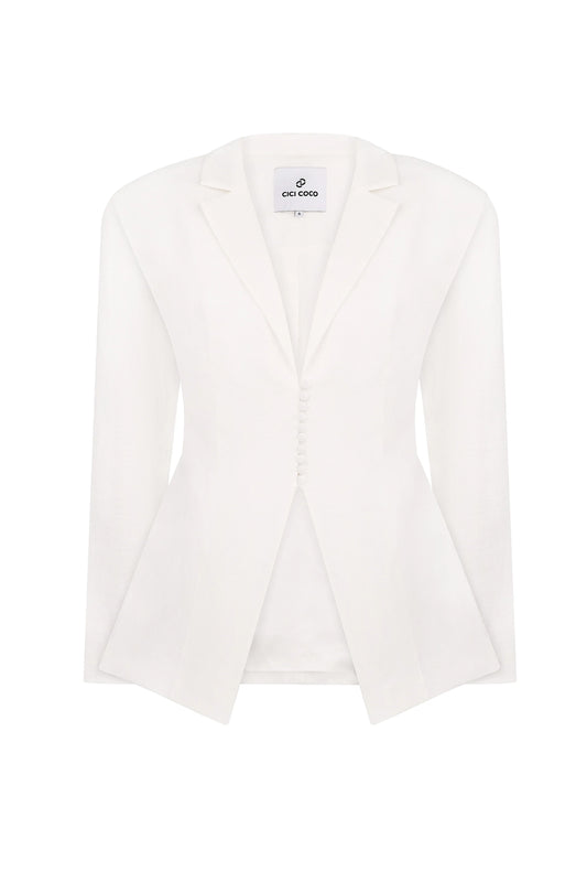 Milky linen waist jacket