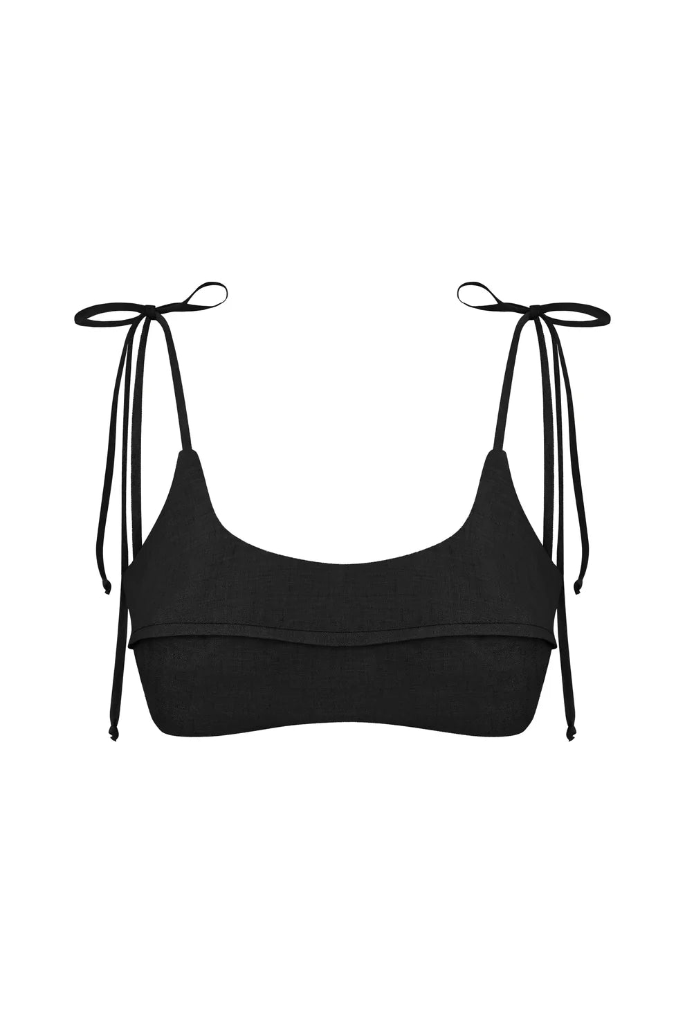 Black linen crop top