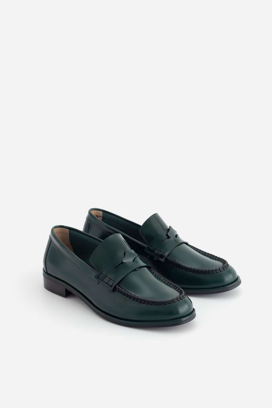 DUCKY dark green leather loafers