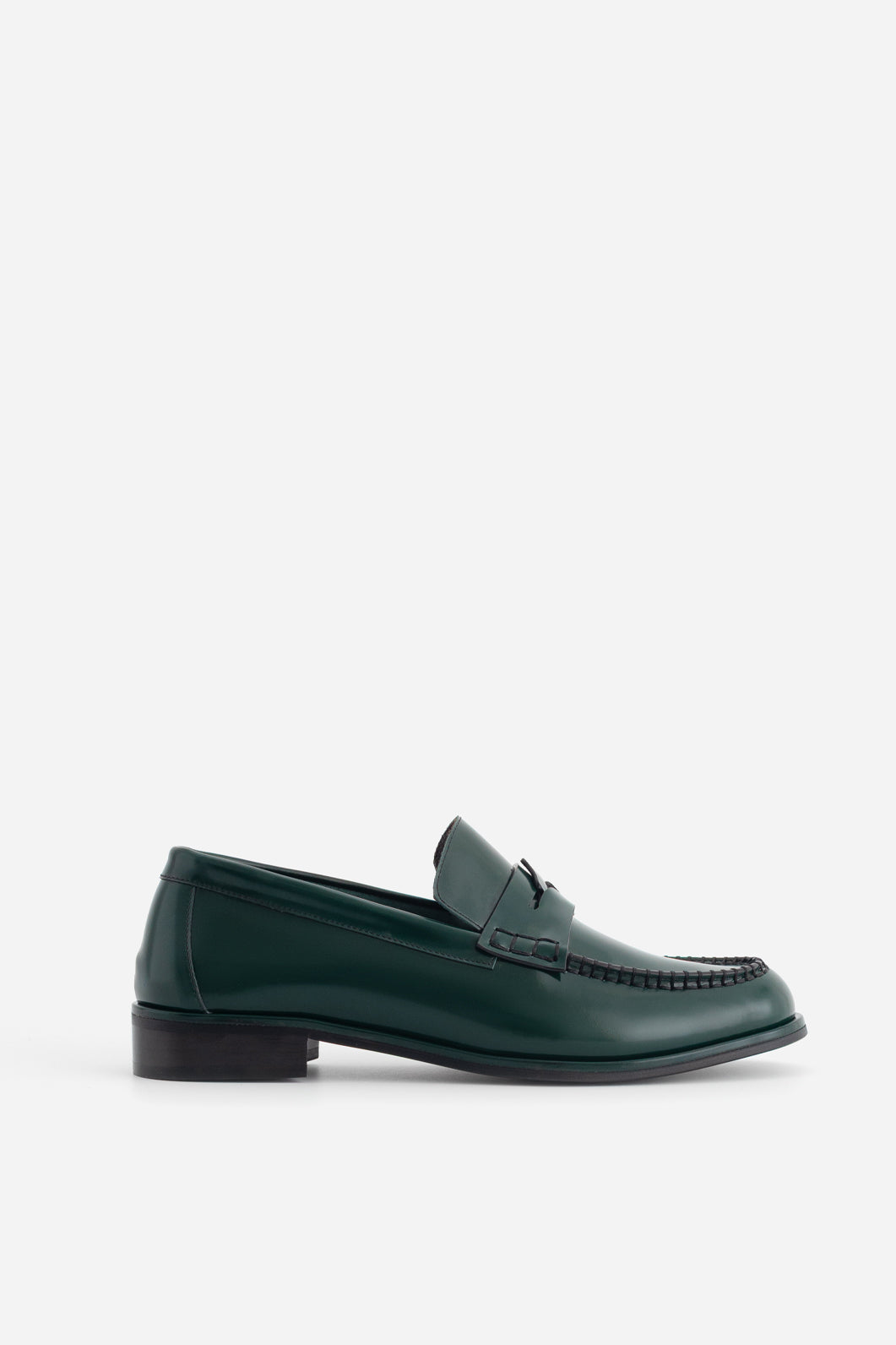 DUCKY dark green leather loafers