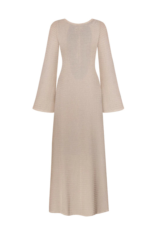 Semi-sheer crochet dress beige