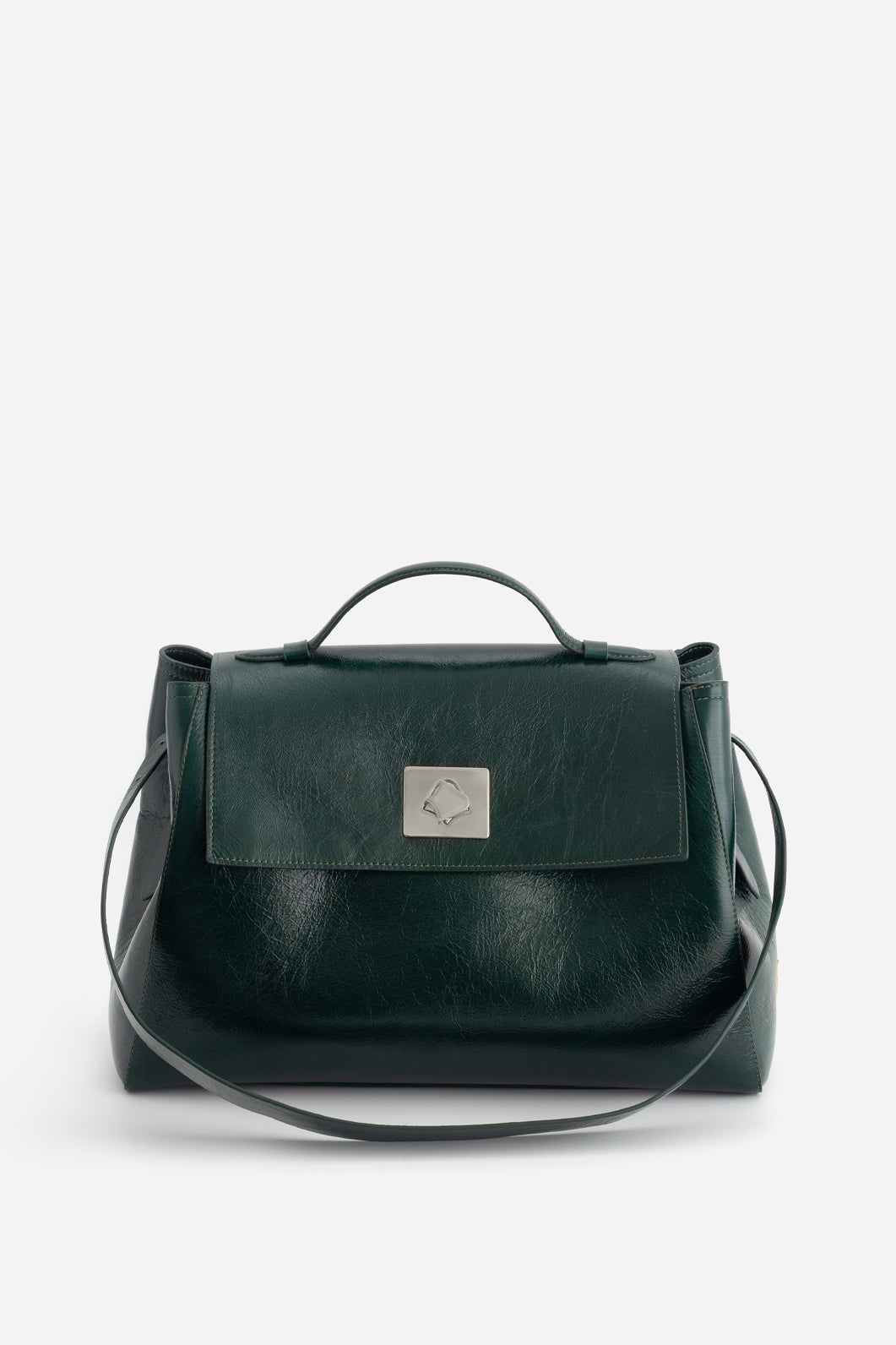 ERNESTINA 42 emerald textured bag /silver/