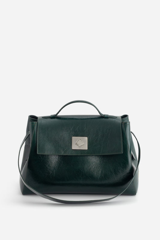 ERNESTINA 42 emerald textured bag /silver/