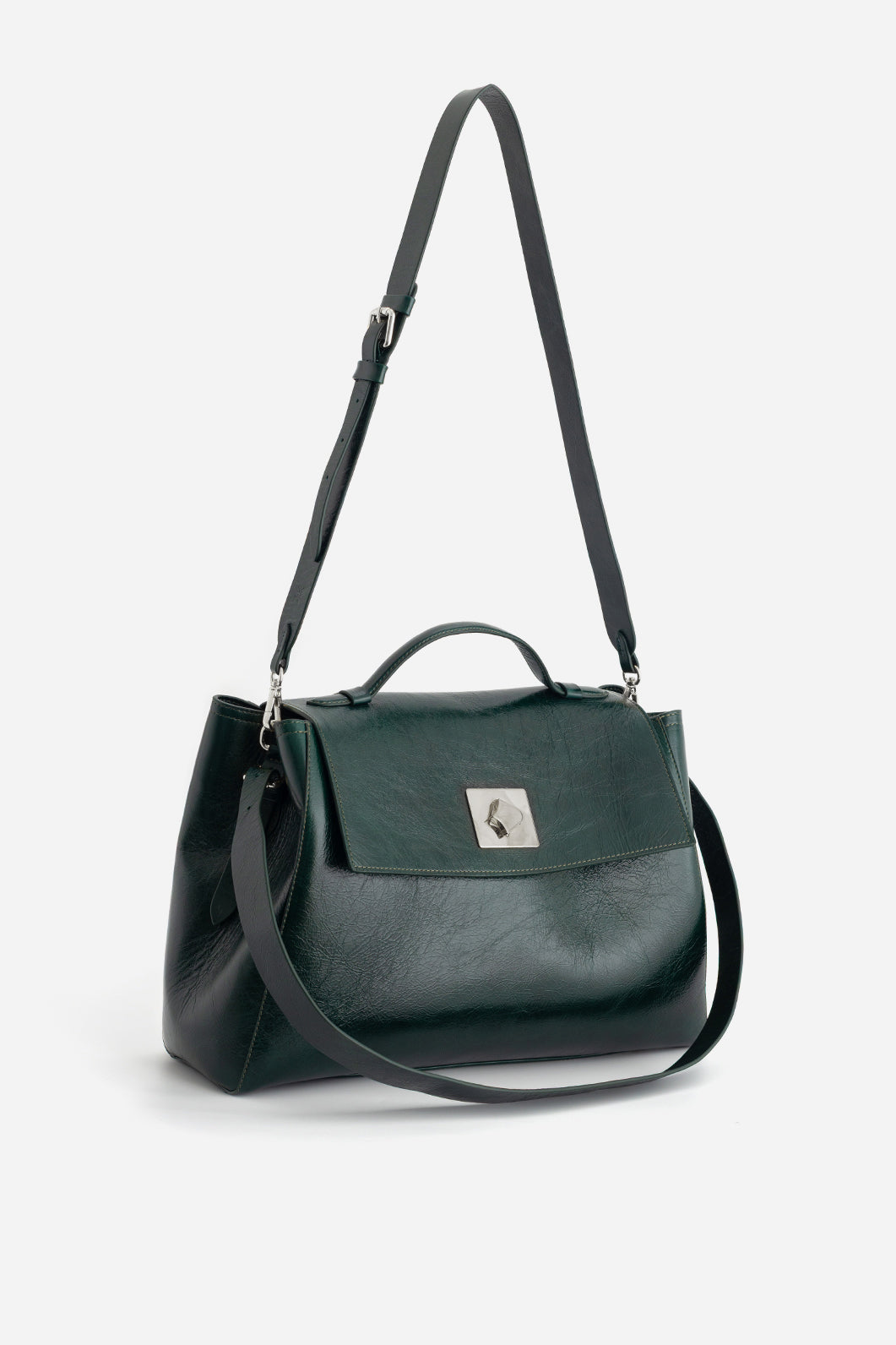 ERNESTINA 42 emerald textured bag /silver/