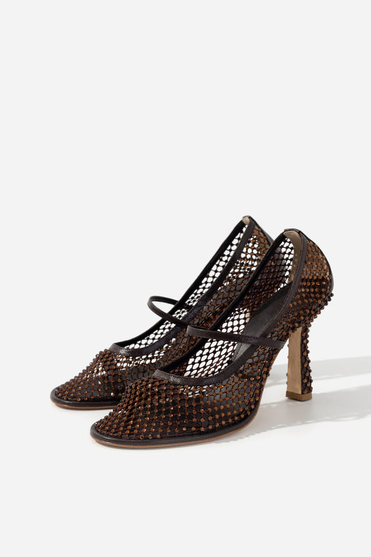 JERRY brown shoes with crystals