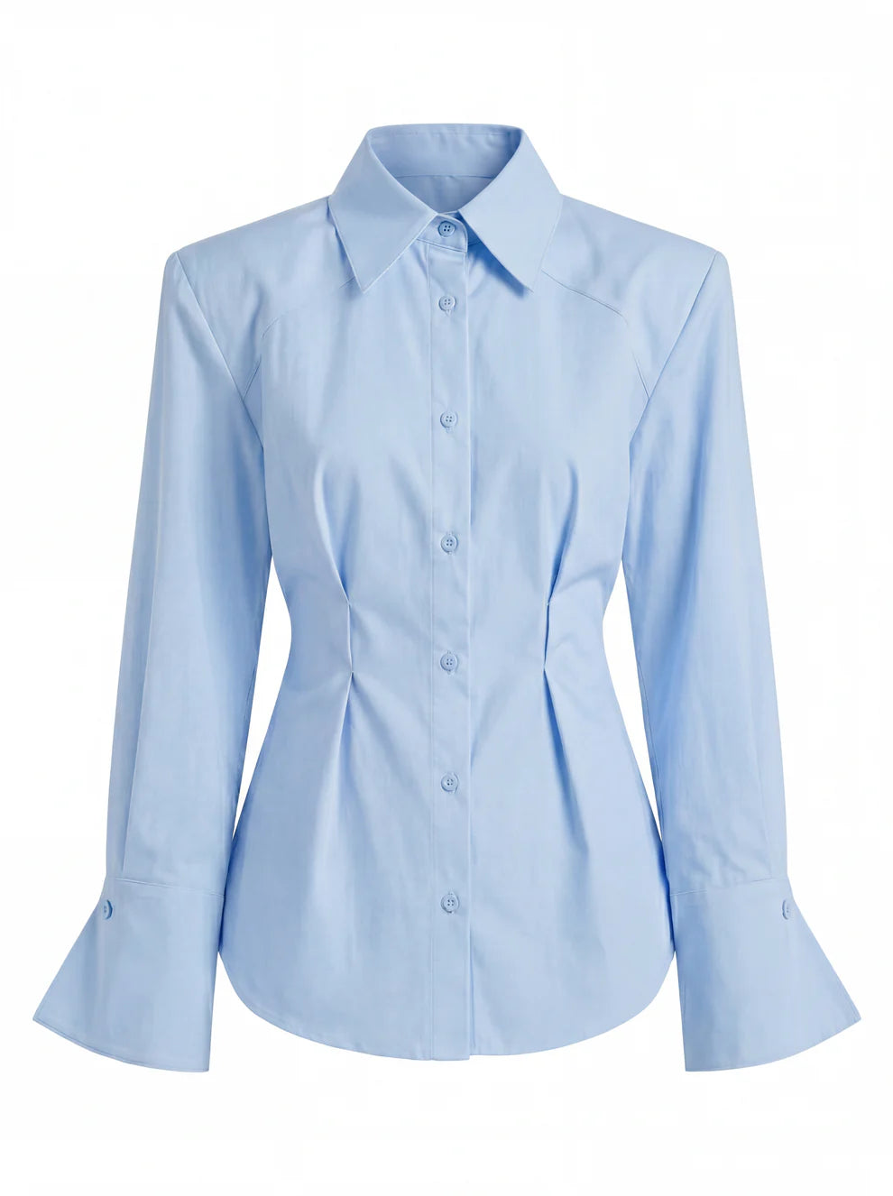 Blue shirt with an accent on the waist