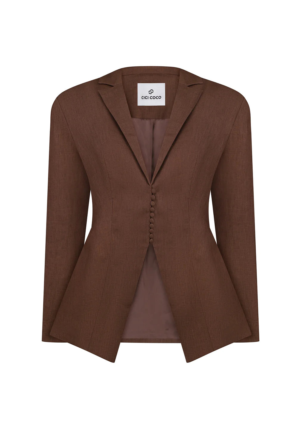 Brown linen waist jacket