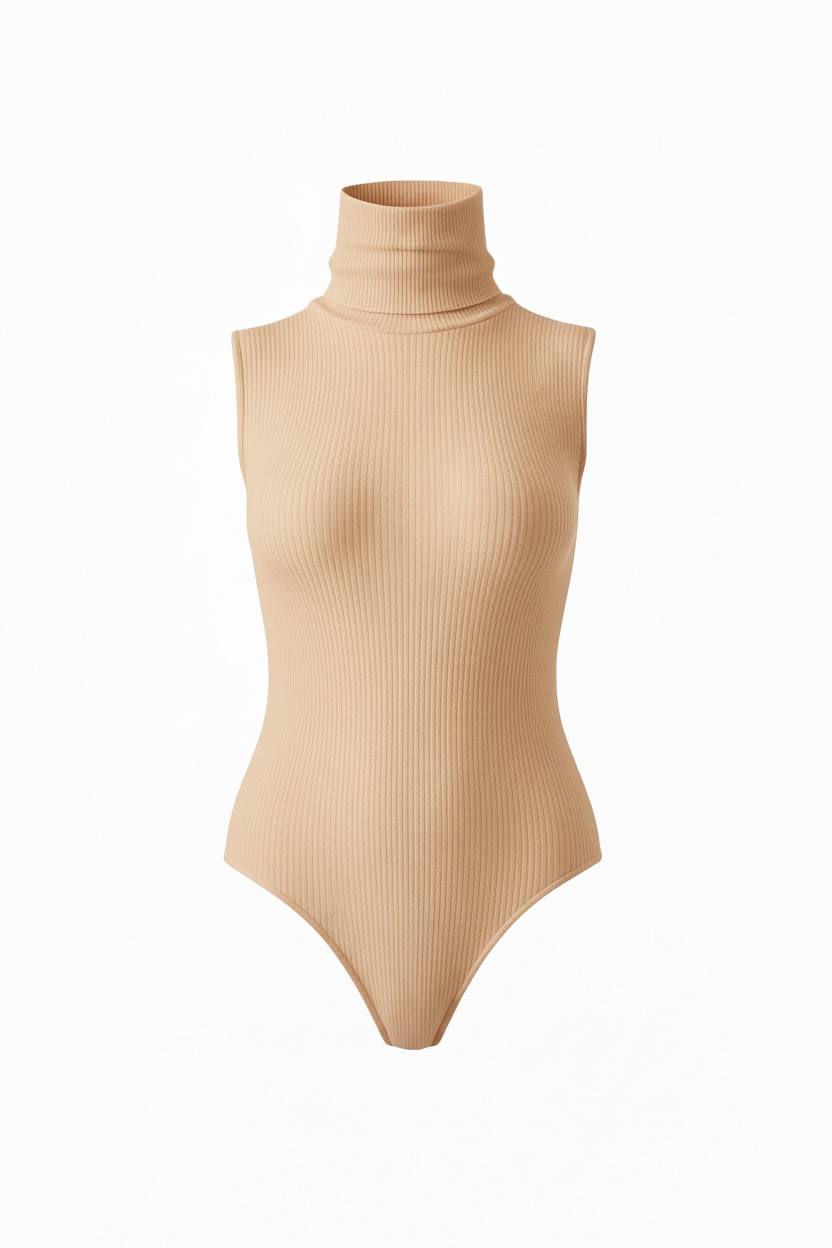 KNITTED BODYSUIT WITH HIGH NECK