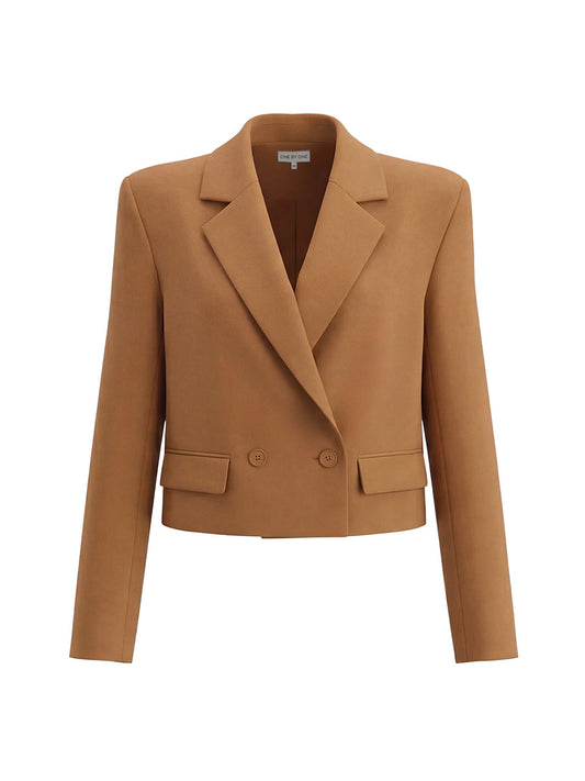 Brown double-breasted jacket with flaps