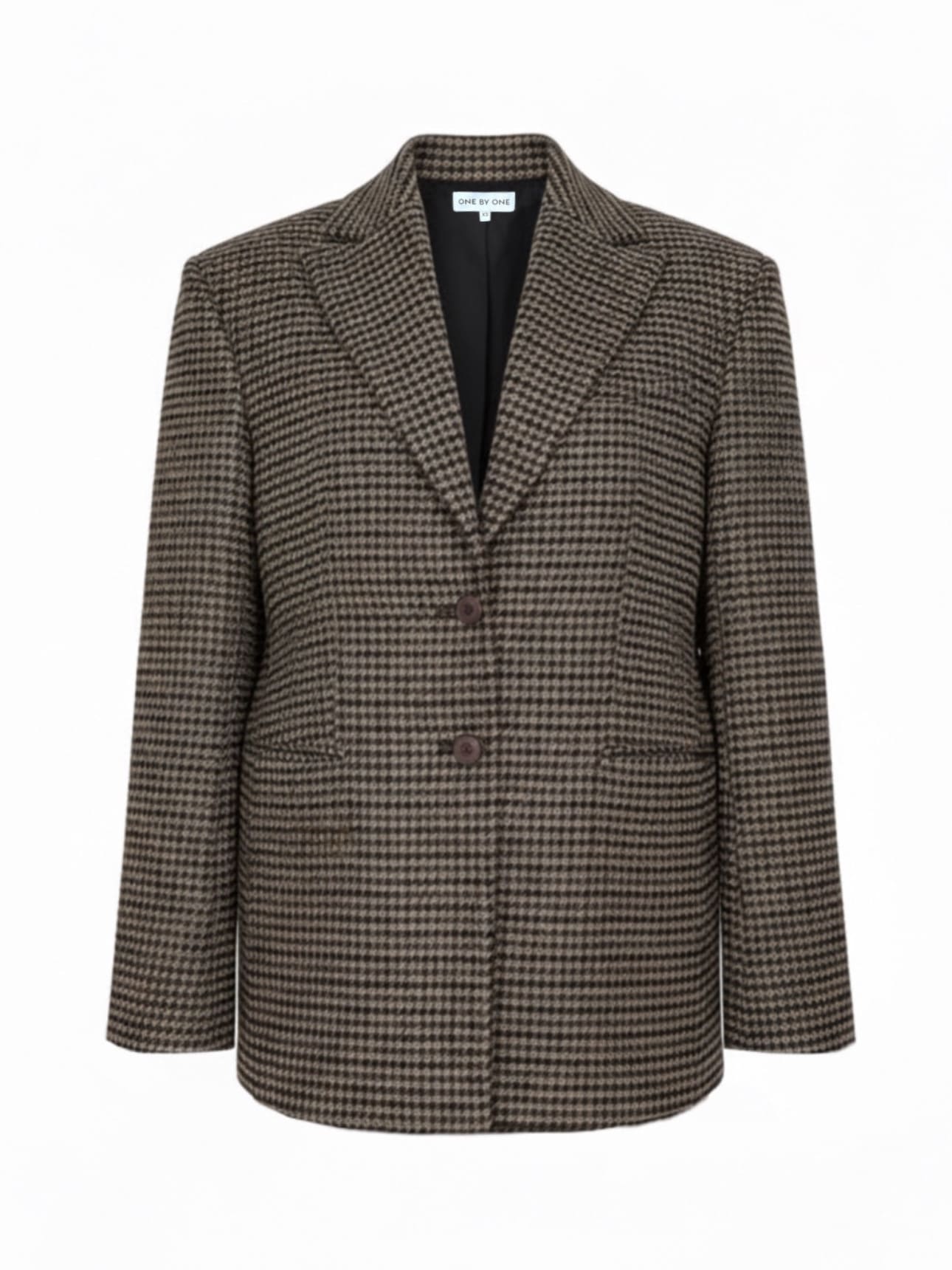 Brown straight-cut jacket with broad shoulders