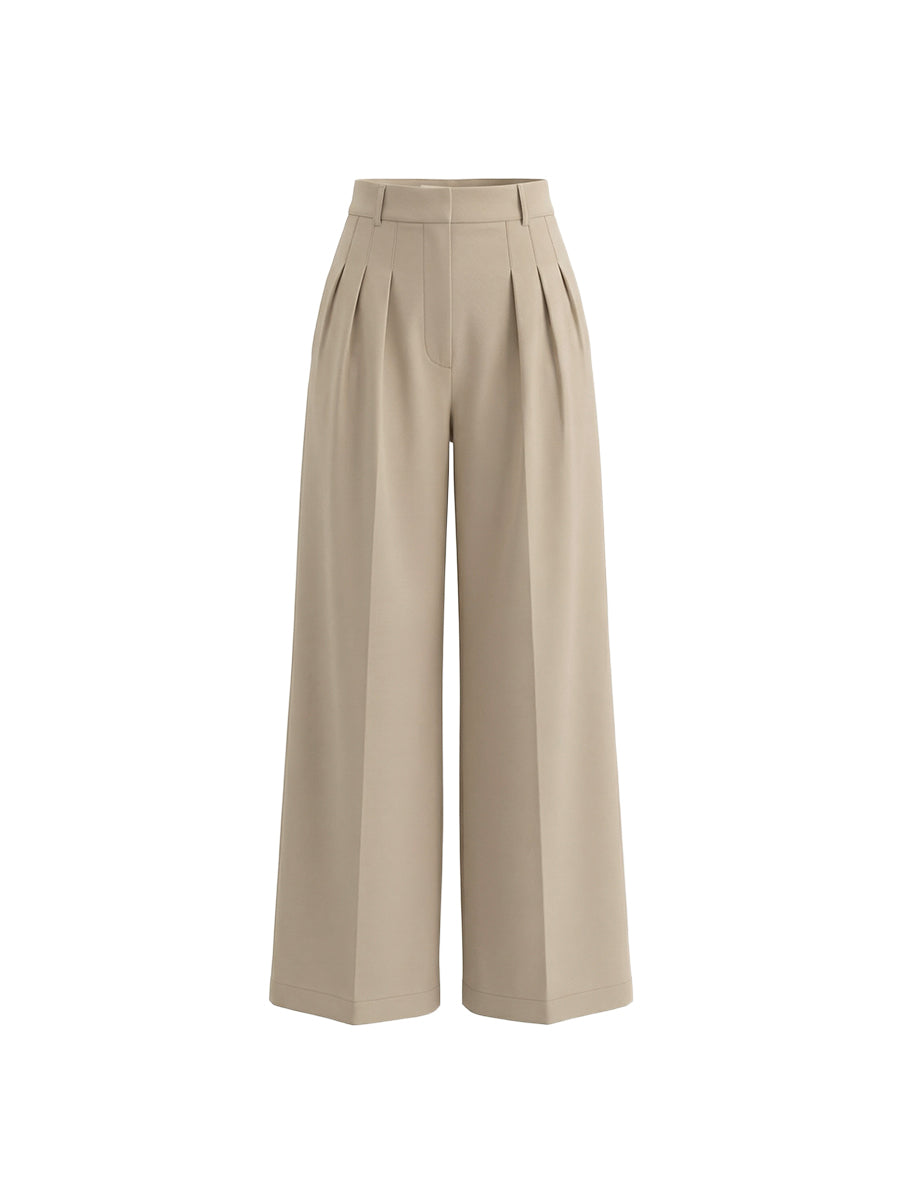 Beige palazzo pants with pleats