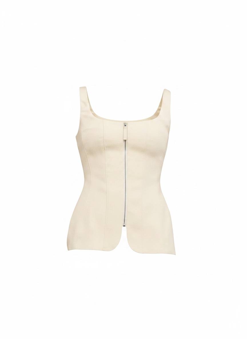 Light yellow elongated corset top with viscose