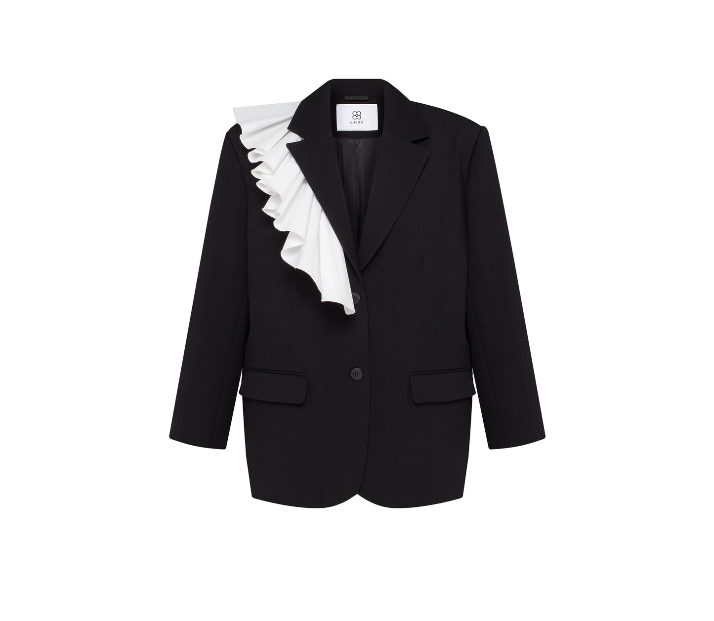 JACKET WITH COTTON RUFFLE RED