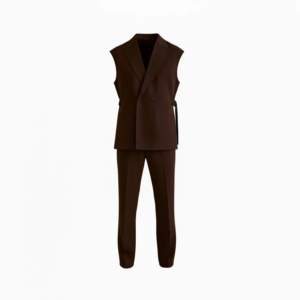 Men's brown suit with vest