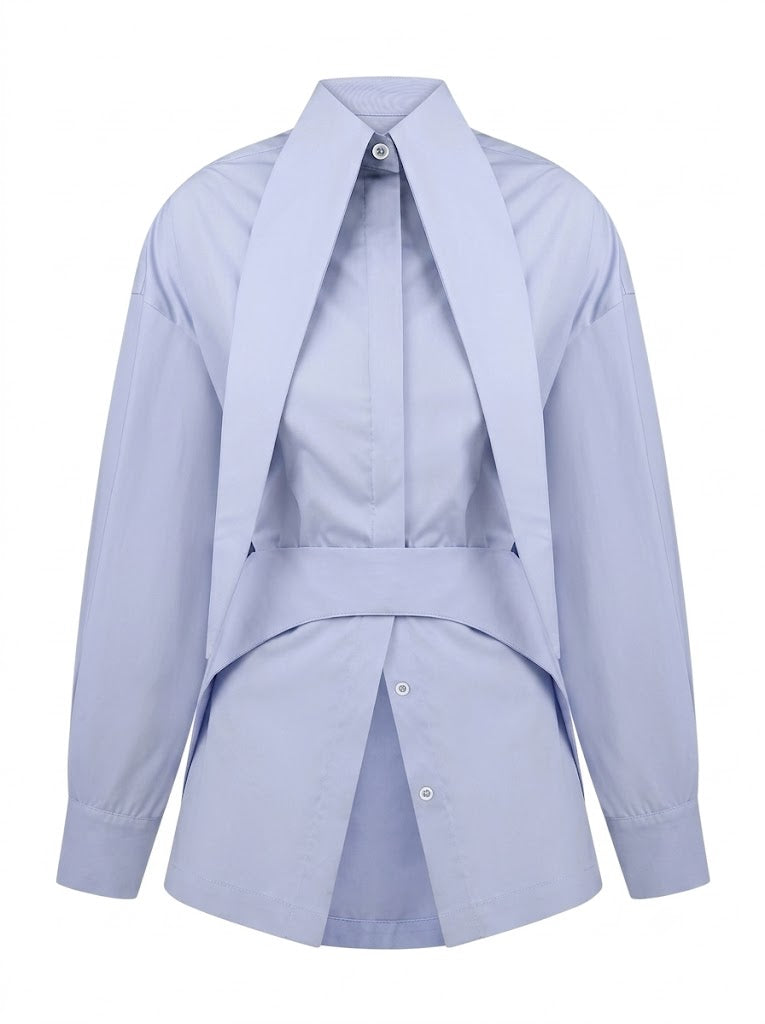 Blue shirt with accent removable collar