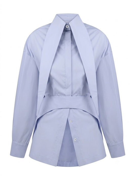 Blue shirt with accent removable collar