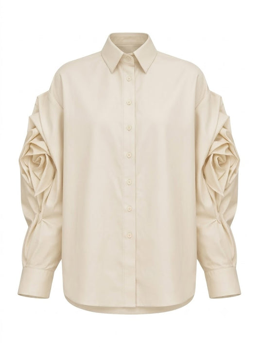 Rose cream shirt with decorated sleeves