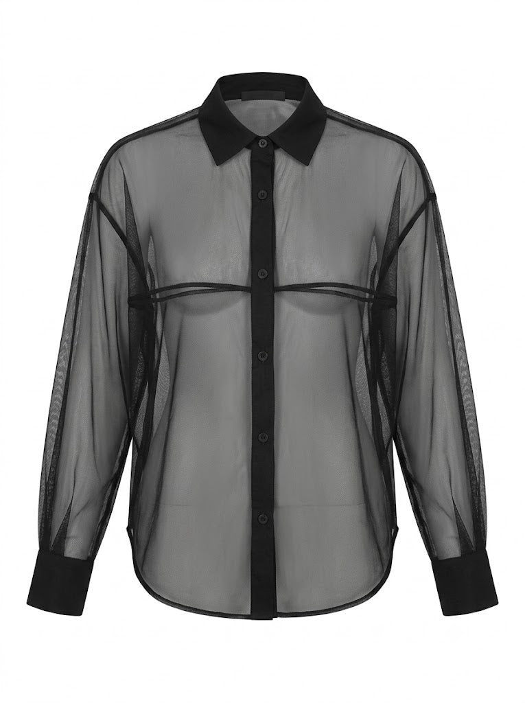 Black silk shirt