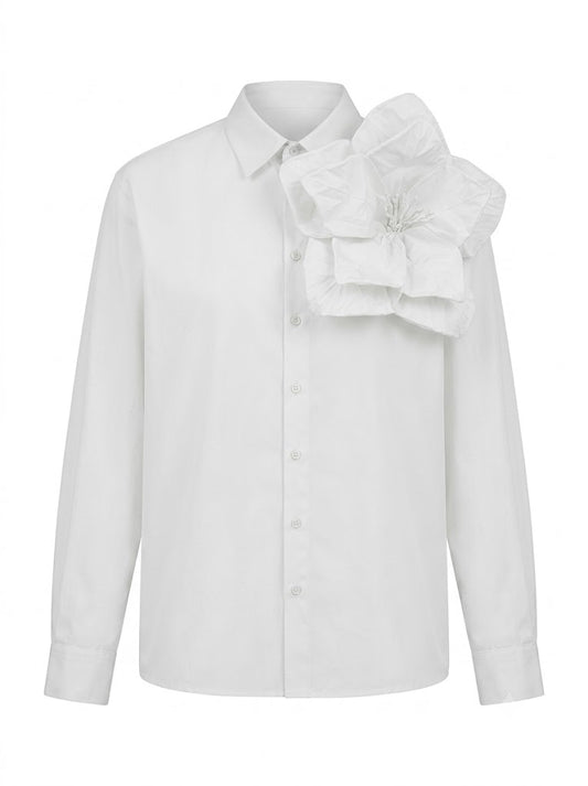 White shirt Redesigned Shirt 09 Regular with flower