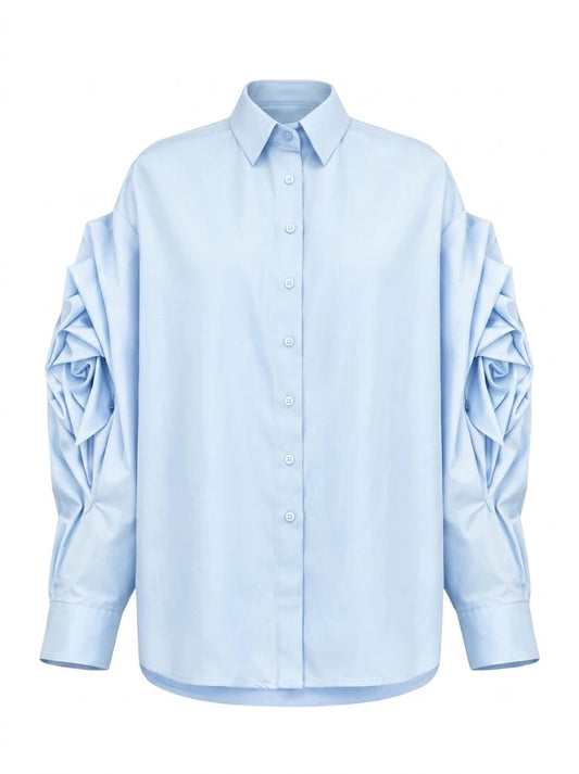 Rose blue shirt with decorated sleeves