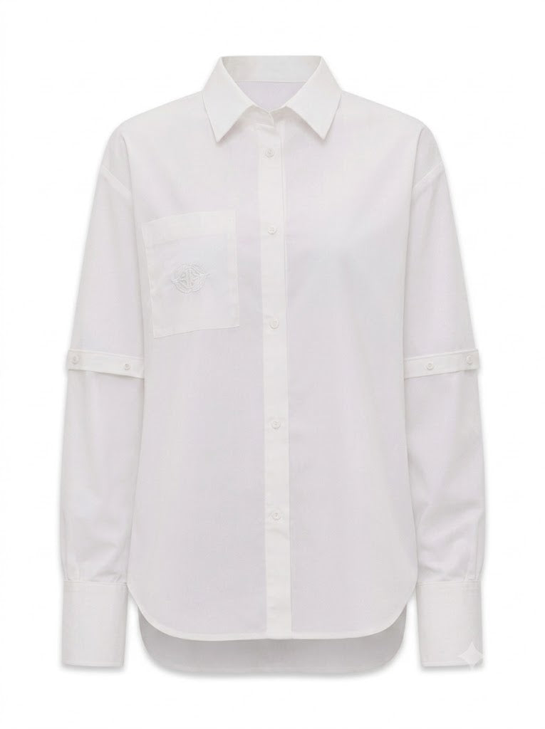 Milk shirt with detachable sleeves with buttons