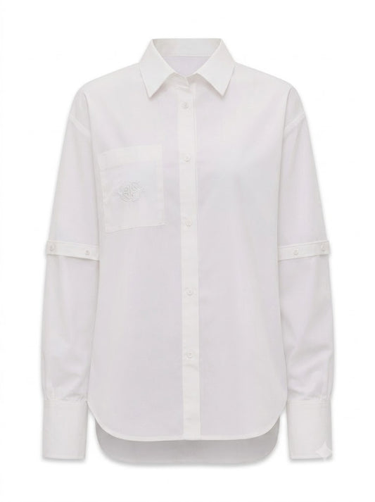 Milk shirt with detachable sleeves with buttons