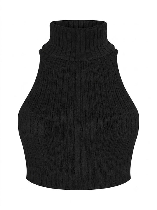 Black knitted halter top