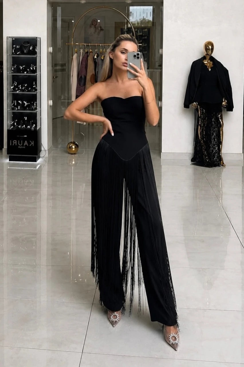 Black fringe top