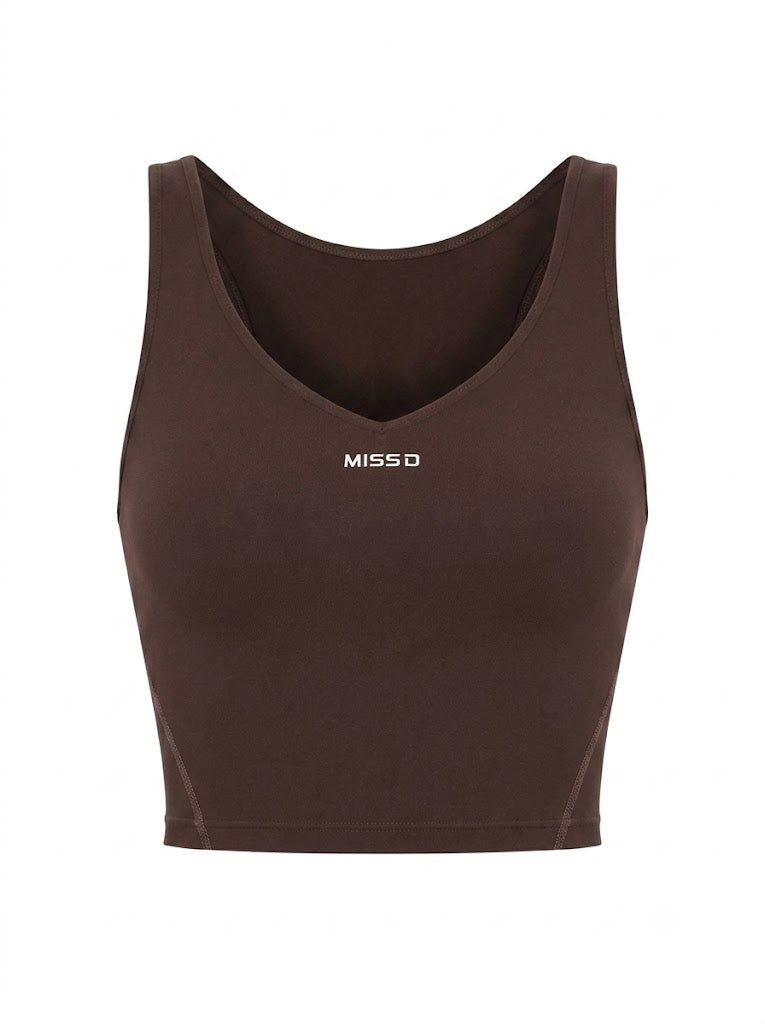 Kayla chocolate-colored super-shaping crop top