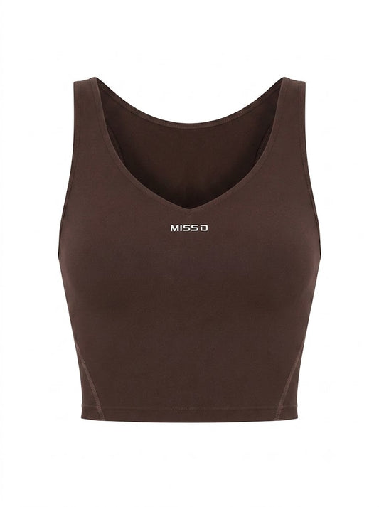 Kayla chocolate-colored super-shaping crop top