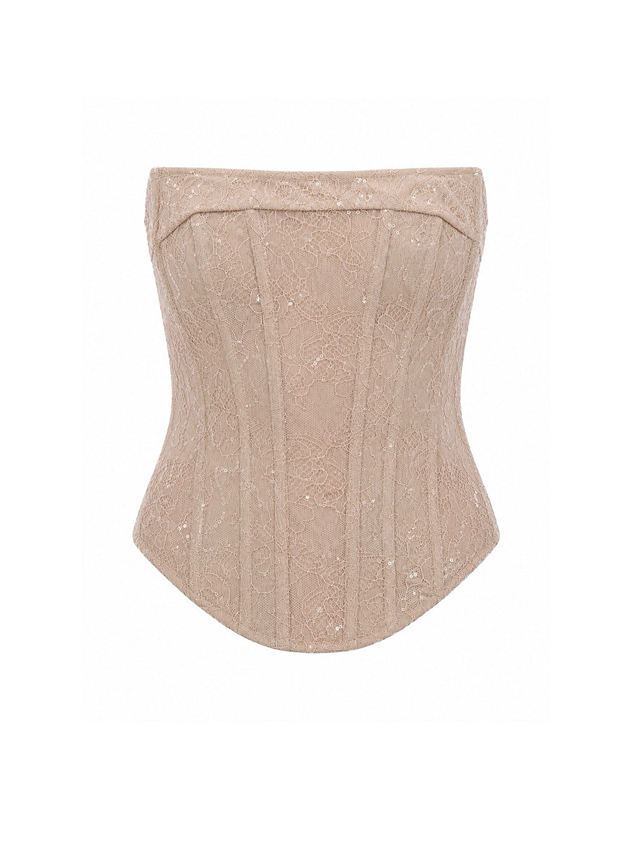 Beige sequin corset