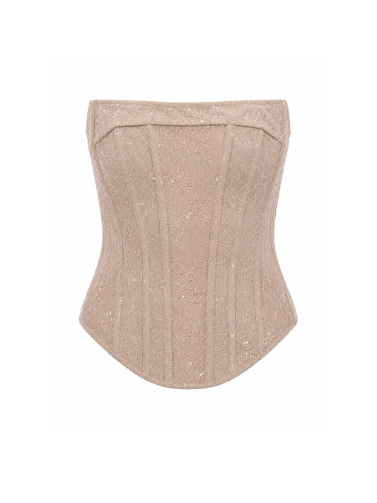 Beige sequin corset