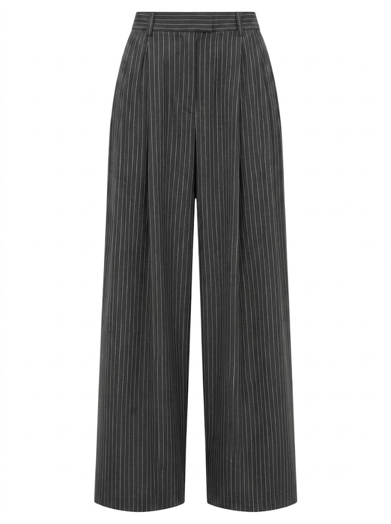 Dark grey striped palazzo trousers