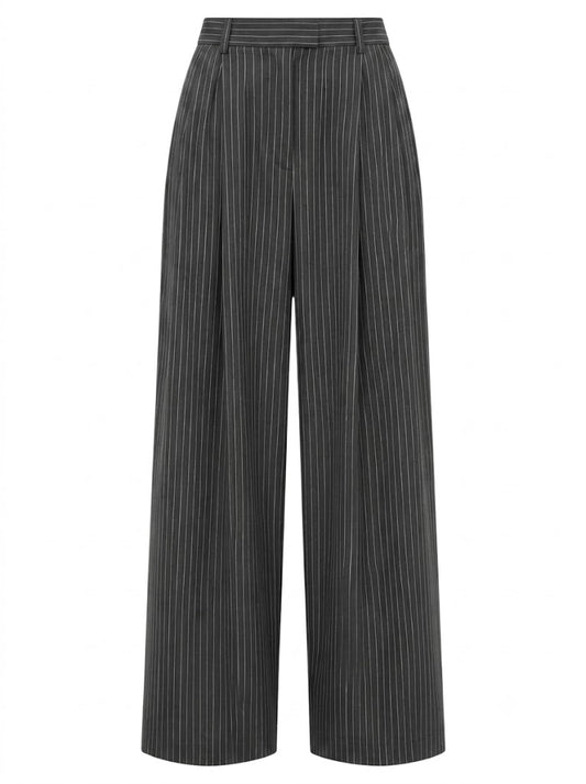 Dark grey striped palazzo trousers