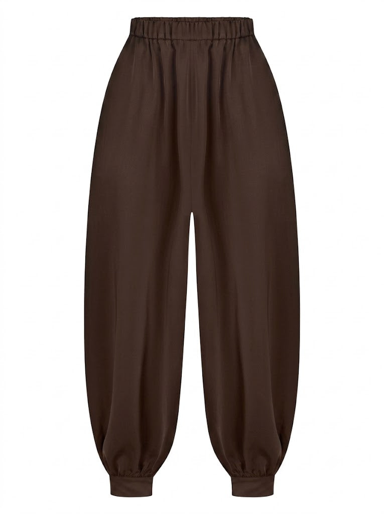 Chocolate satin Aladdin trousers
