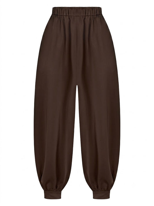 Chocolate satin Aladdin trousers
