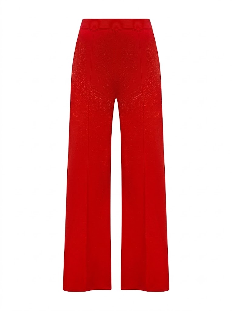 Red knit trousers