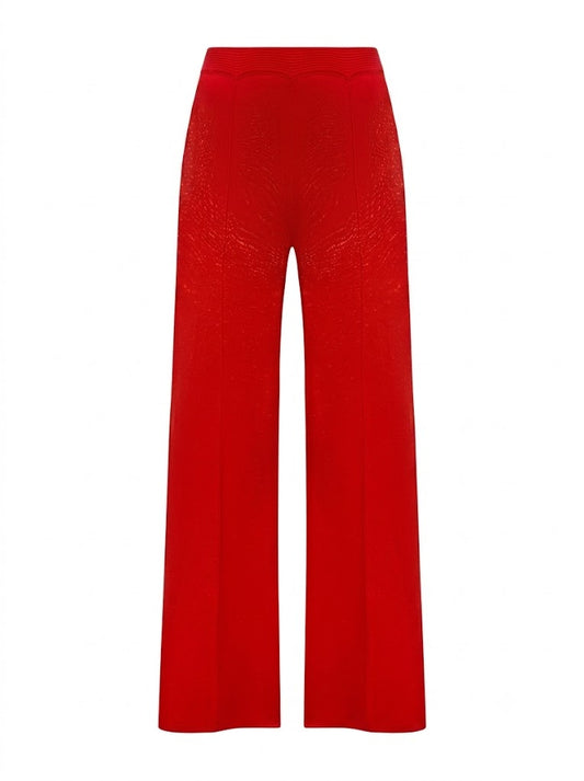 Red knit trousers