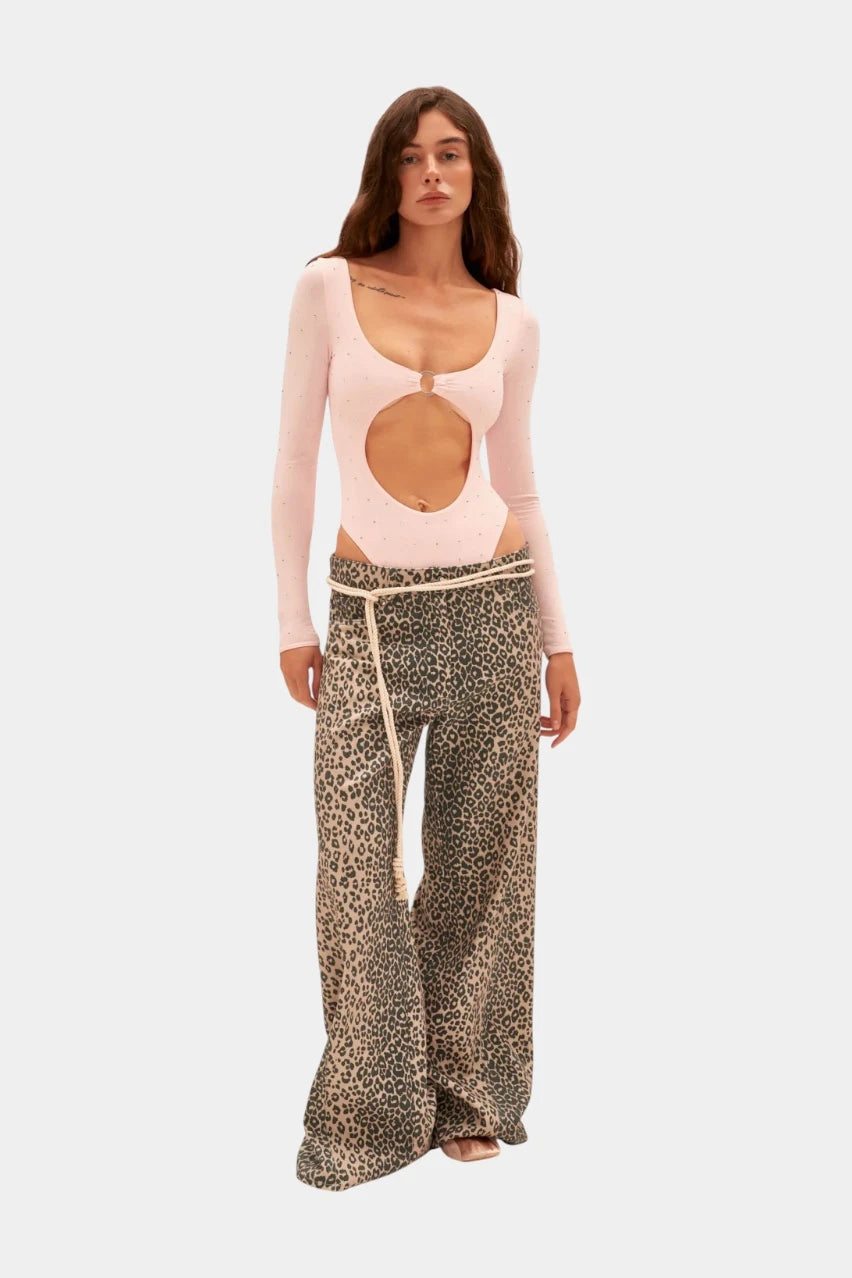 Leopard-print jeans