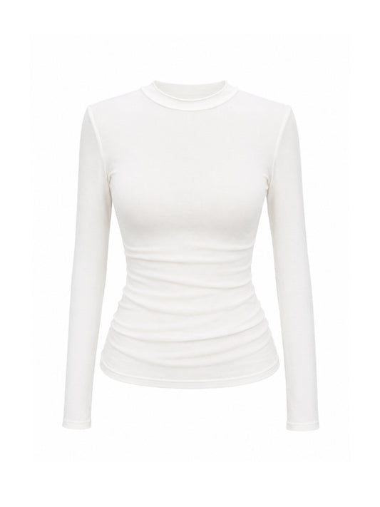 Basic white viscose long-sleeve top