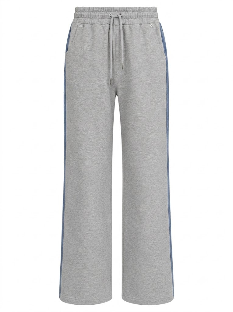 Grey-blue Comfort Denim sweatpants in denim and knit fabric