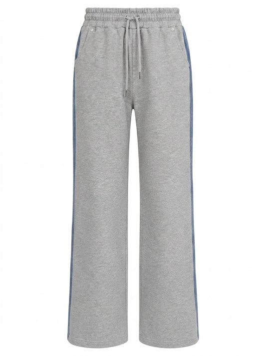 Grey-blue Comfort Denim sweatpants in denim and knit fabric