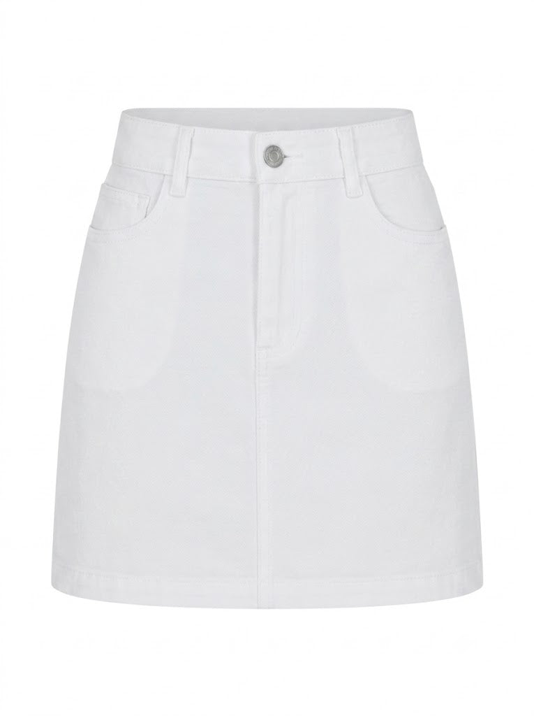 White denim mini skirt