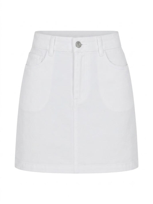 White denim mini skirt