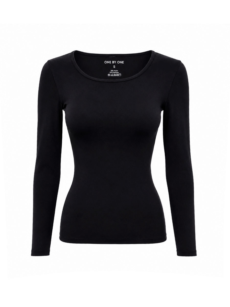 Black fitted sports long-sleeve top