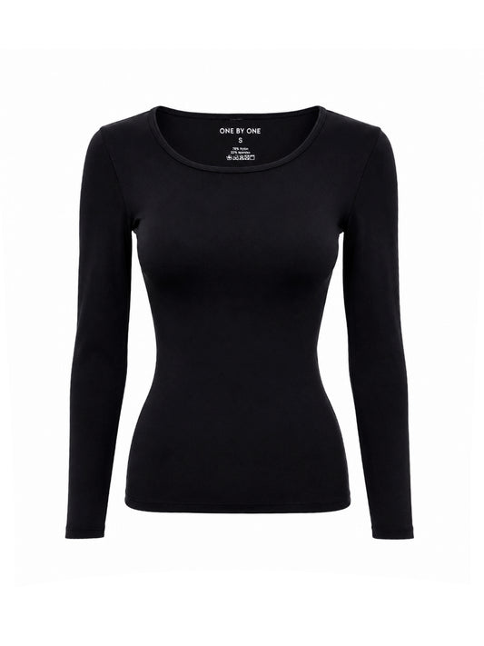 Black fitted sports long-sleeve top