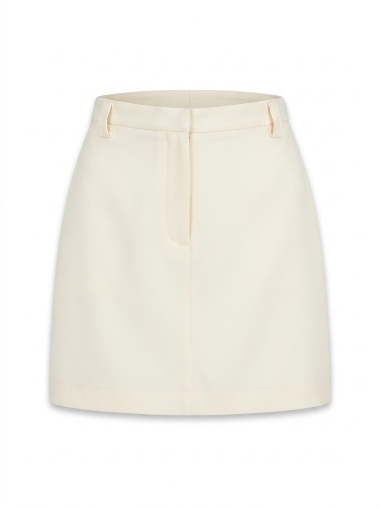 Cream high-waisted mini skirt