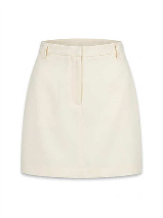 Cream high-waisted mini skirt
