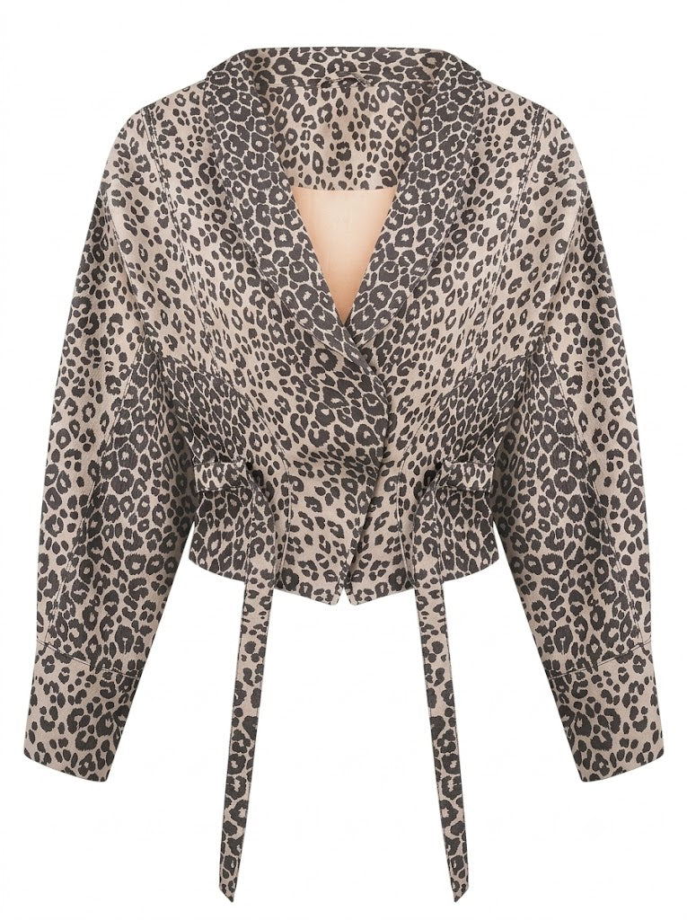 Leopard-print denim jacket