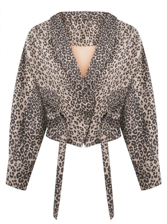 Leopard-print denim jacket
